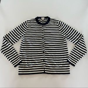 J.Crew Navy & White Striped Cardigan